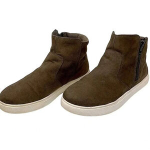 Izod Faux Suede High Top Sneakers Flat Ankle Chukka Shoes Size 8.5M Taupe Gray